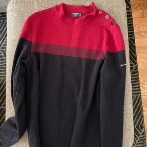 Saint James L'atelier Red and Navy Wool Sweater